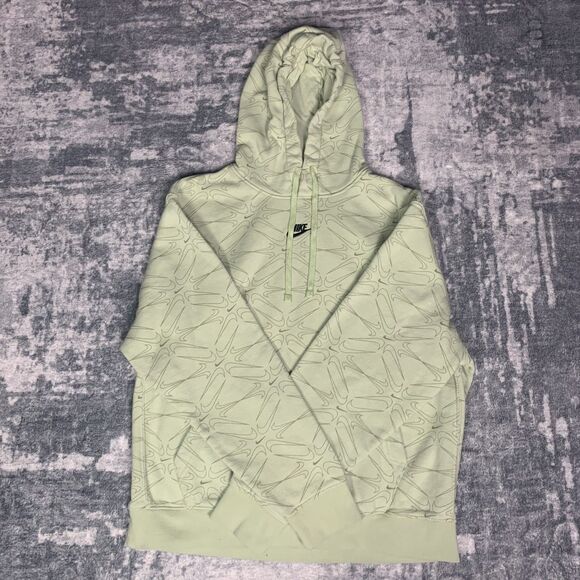 Nike Swoosh Print Embroidered Logo Hoodie Pullover Men's Large Green DM7930-343 - Picture 2 of 10